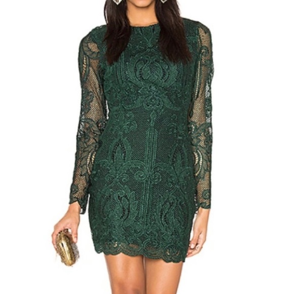 Lavish Alice open Back Forest Green Mini Lace Dress US6 - Picture 2 of 9